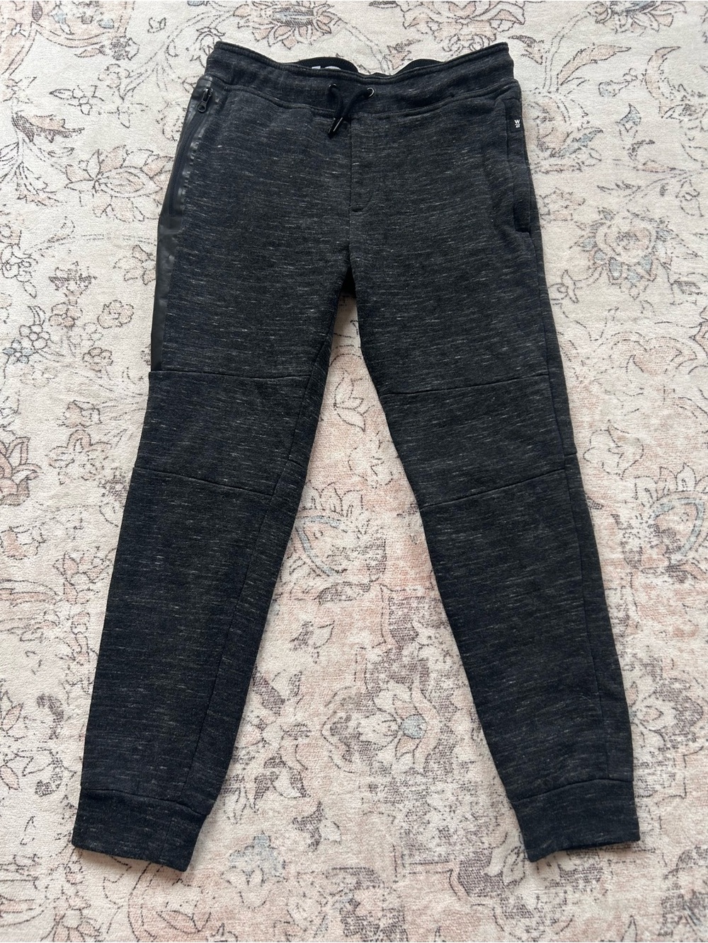 Heather Black Kids Jogger Pants with Drawstring Waist